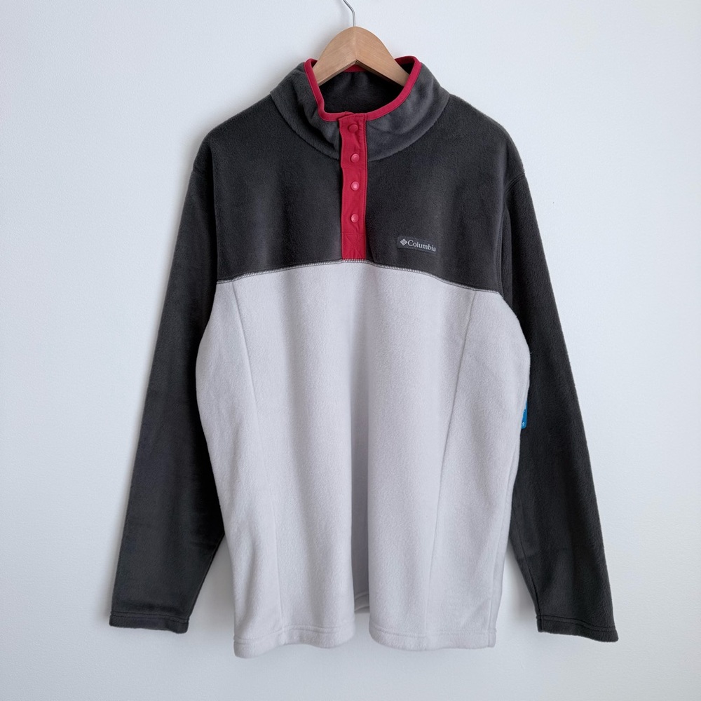 Columbia Men's Steens Mountain Half Snap Fleece Pullover, White/Gray, L
